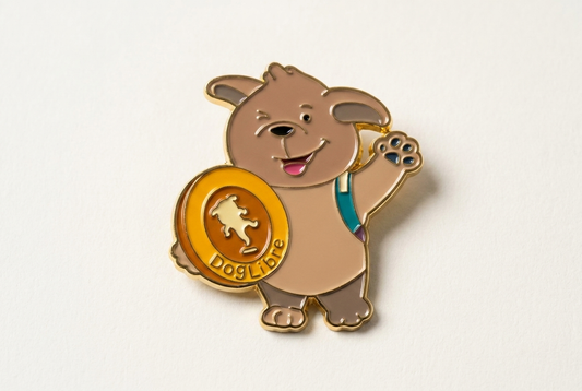 Captain Paws enamel pin, DogLibre rescue-inspired accessory
