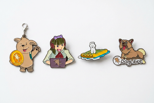 DogLibre 4-pin collector set, rescue-inspired enamel pins
