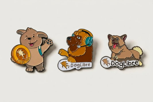 DogLibre 3-pin collector set, rescue-inspired enamel pins
